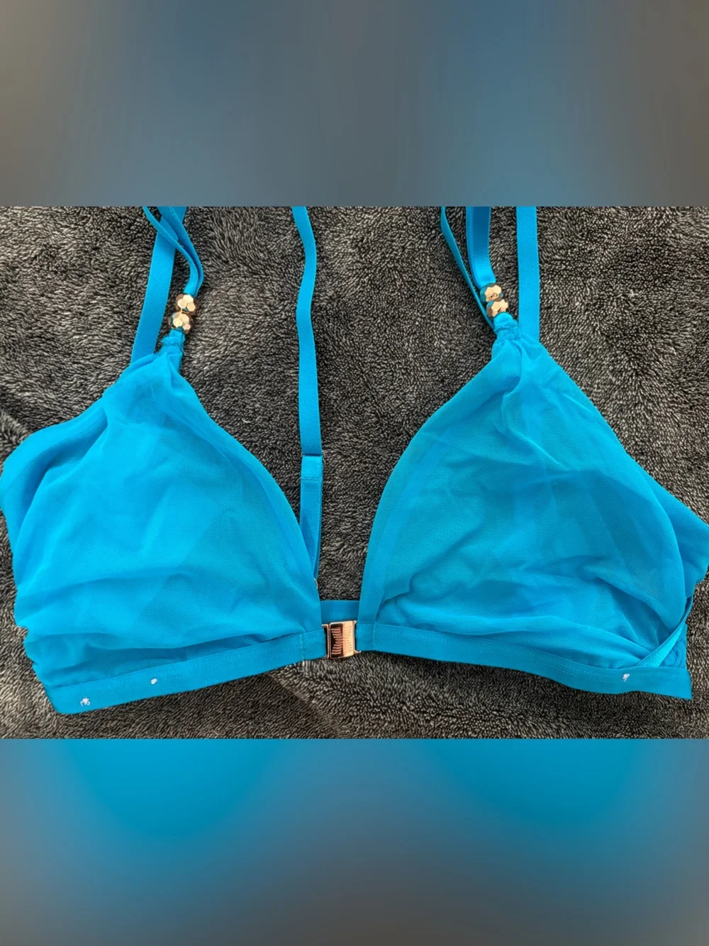 Savage X Fenty Bright Turquoise Mesh Triangle Bikini Top